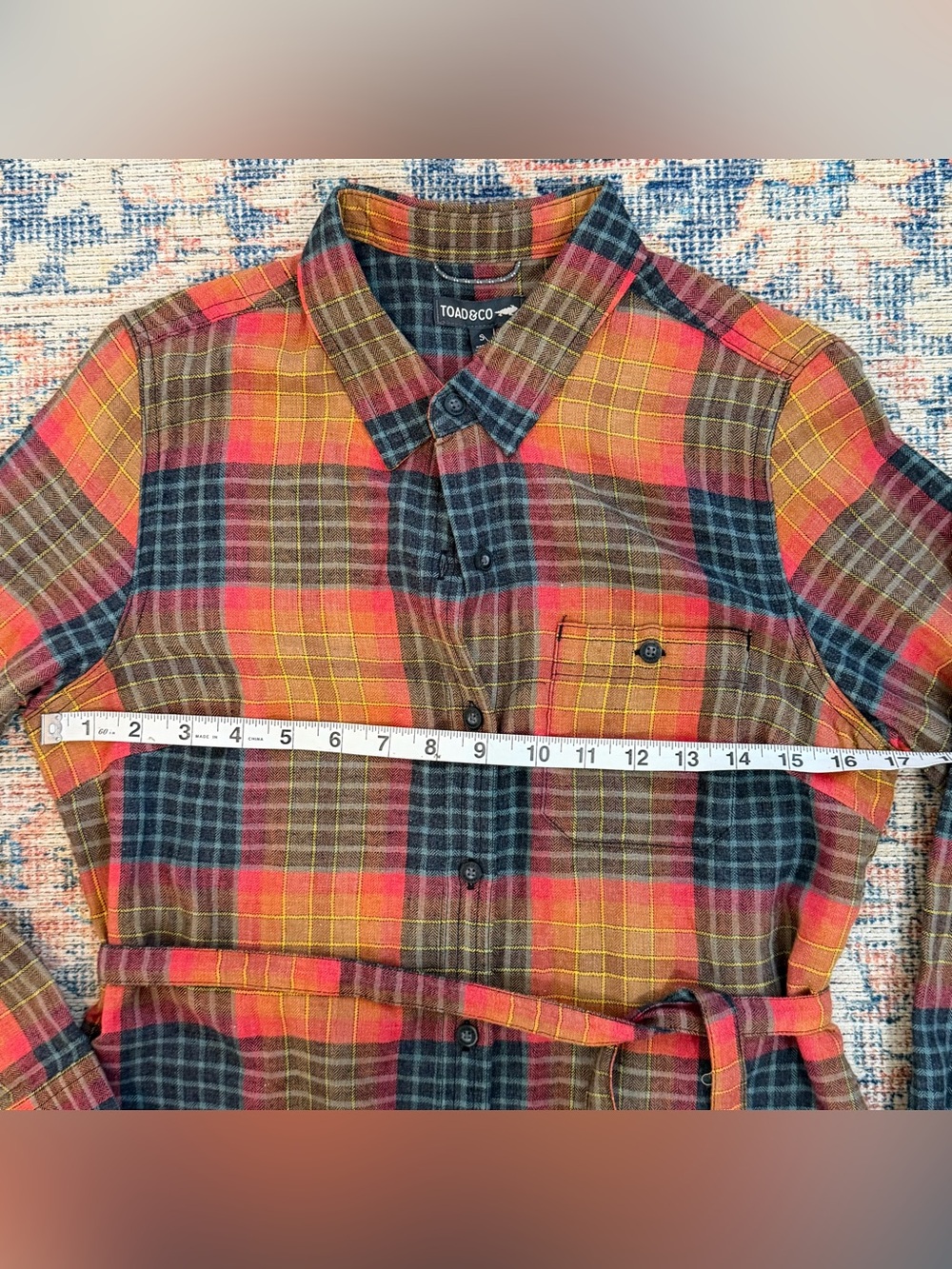 Toad&Co Plaid Shirt Dress in Rust, Olive & Navy - Picture 7 of 11